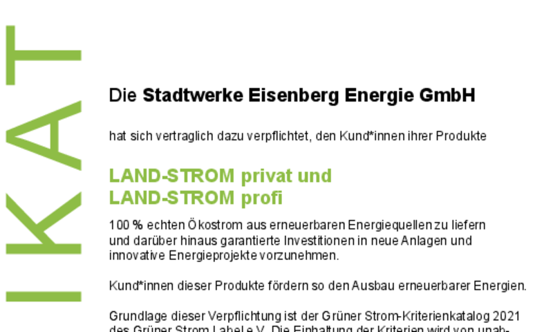 Grüner Strom Zertifikat